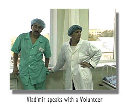 Vladimir with a volunteer